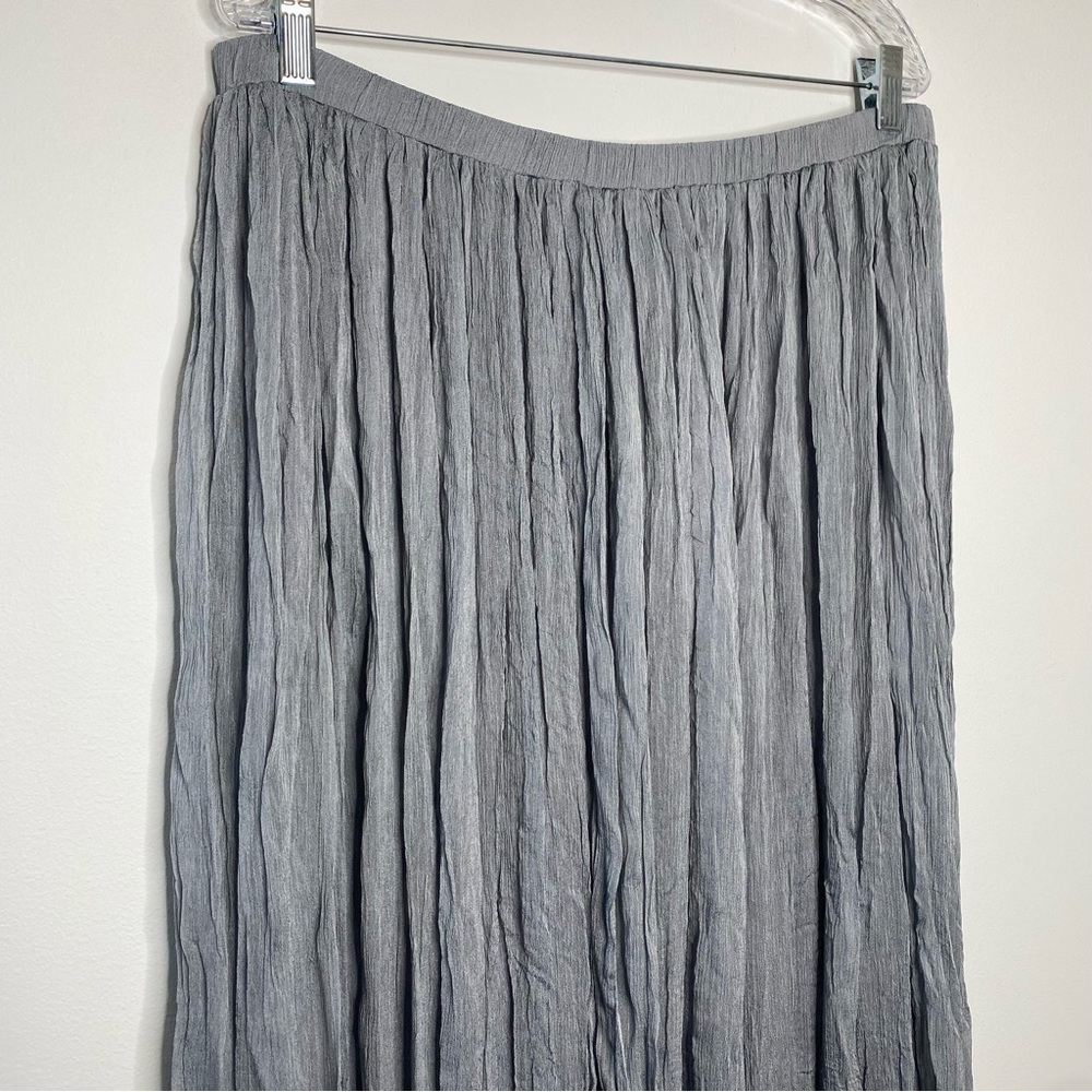 Badgley Mischka American Glamour Silver Crinkle Beaded Maxi Skirt - Picture 2 of 10